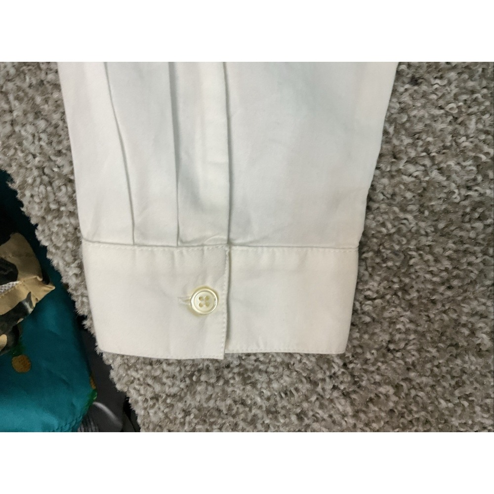 LOFT 100% Tie Front‎ Shirt Sz L White Long Sleeve Flowy Coastal Shirt - Picture 3 of 9